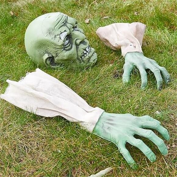 Halloween Zombie Face & Arms Lawn Stakes Groundbreaker...
